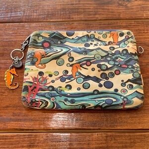 Sakroots Artist Circle Seahorse Print Zipper Pouch Accessory Bag